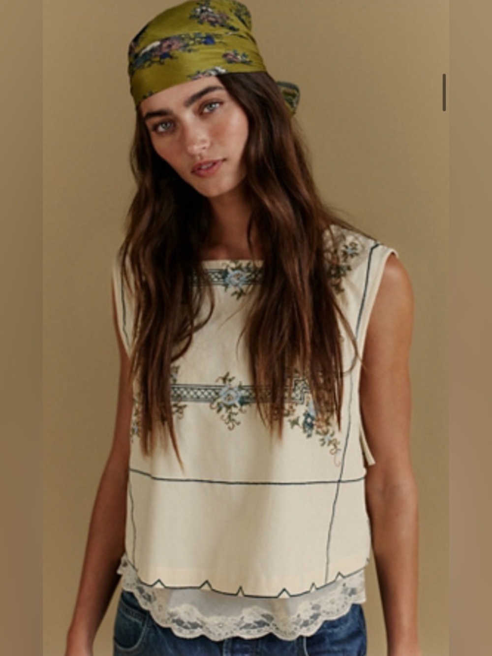 Free People Garden Wall Embroidered Side Tie Crop Top - Picture 6 of 6